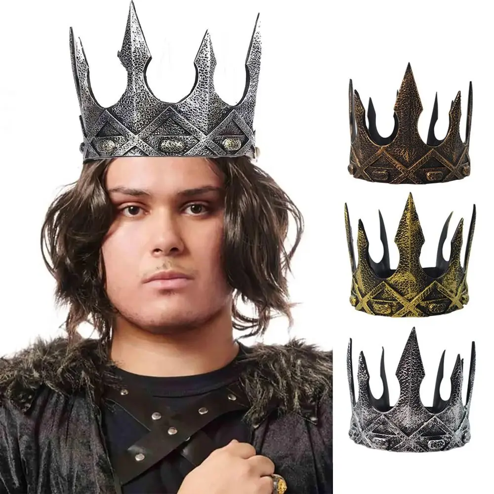 

Bar Mitzvah Crown King Crown Hair Hoop Korean Style PU Prince Crowns Hair Accessories Cosplay Pros Round Tiaras Hair Jewelry