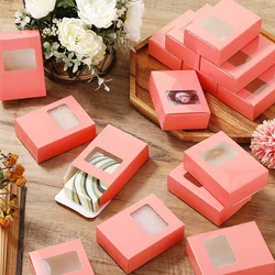 Pink Rectangle Soap Packaging Box With Window Black Paper Boxes For Gift Candy Cake Box Party Supplies