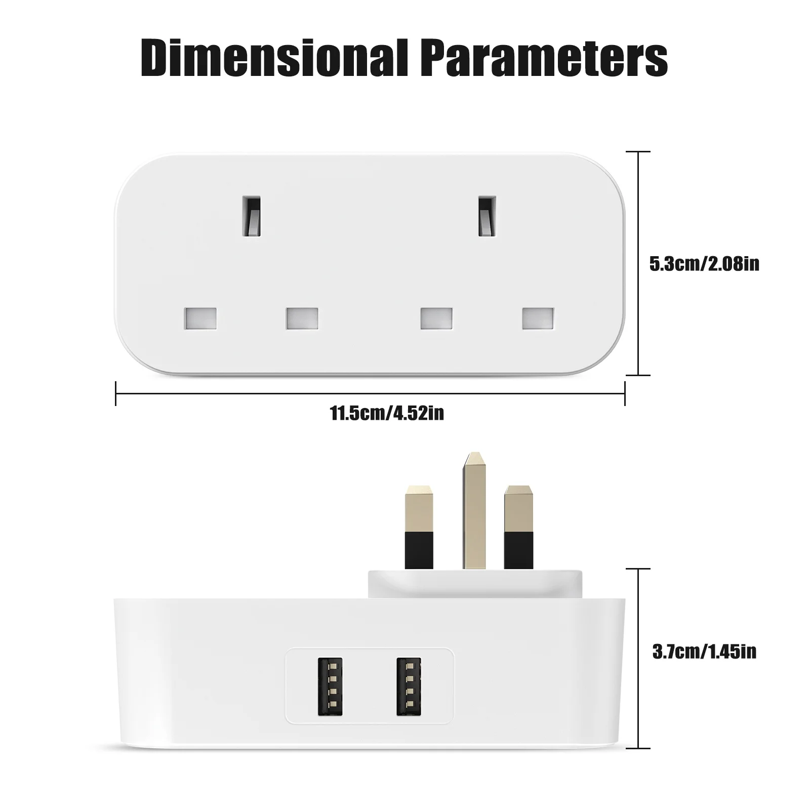 UK Plug USB Socket Adapter Double Plug 3250W 13A Wall Charger Power Strip Electric outlets for Home, Office, Kitchen