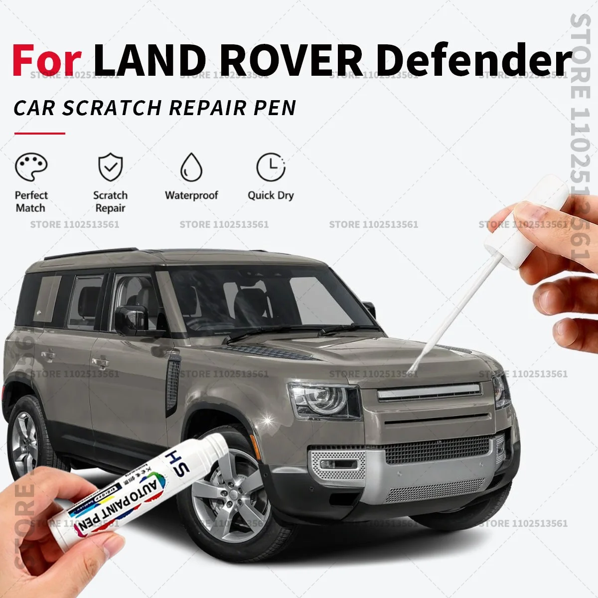 Stylo de retouche de peinture pour voiture, réparation rapide des rayures, brosse de peinture automobile, application facile pour LAND ROVER Defender, blanc, noir, bleu
