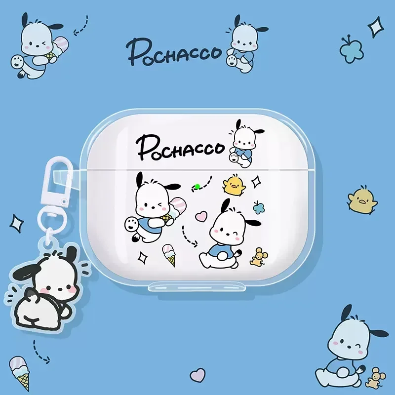 Kawaii سانريو Pochacco سماعات حالات لينة غطاء سيليكون ل Airpods 1 2 3 Pro Pro2 الكرتون سماعة رأس مزودة بتقنية البلوتوث شحن غطاء