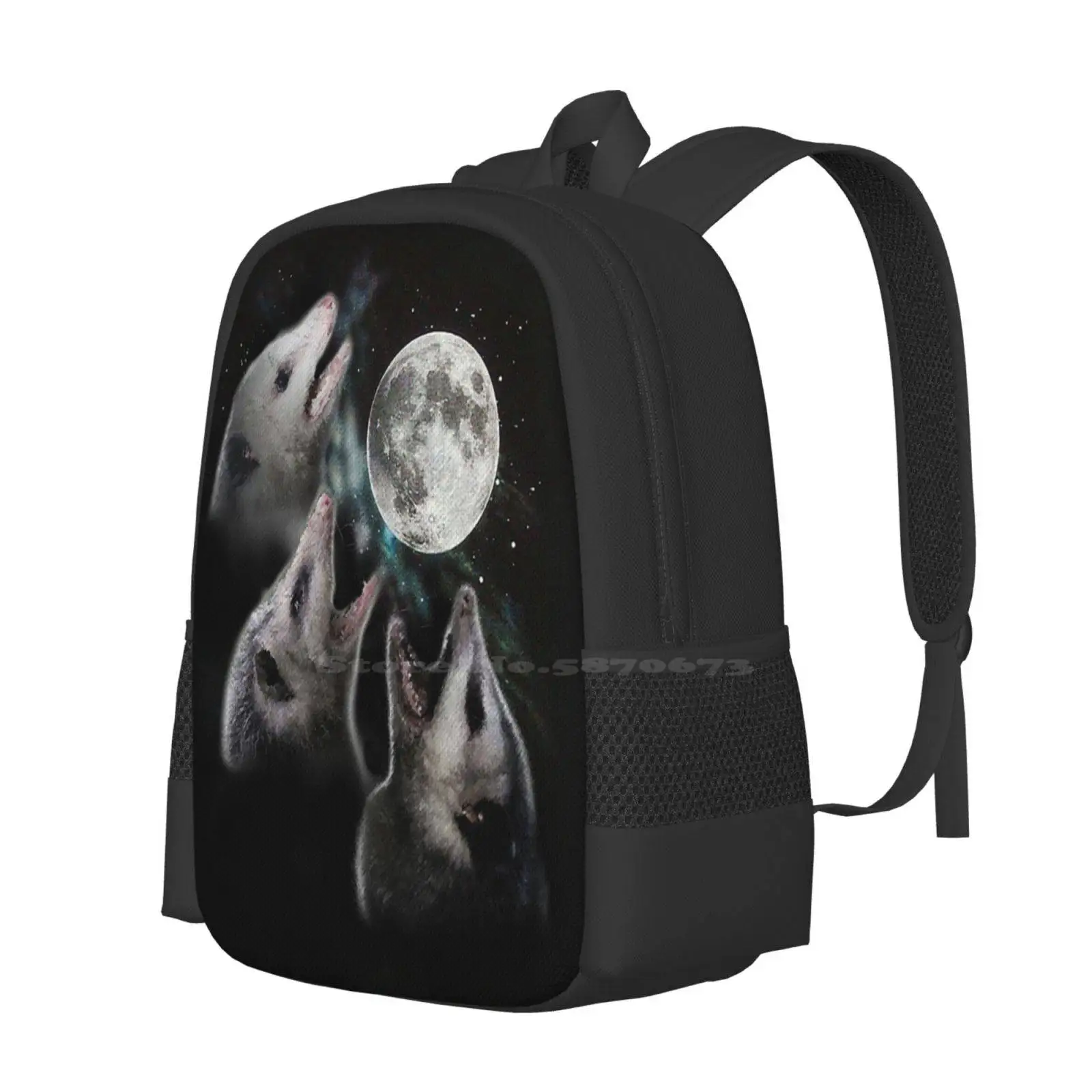 3 Opossum Moon Backpack For Student School Laptop Travel Bag Opossums 3 Opossum Moon 3 Triple Moon Screm Scream At Own Ass