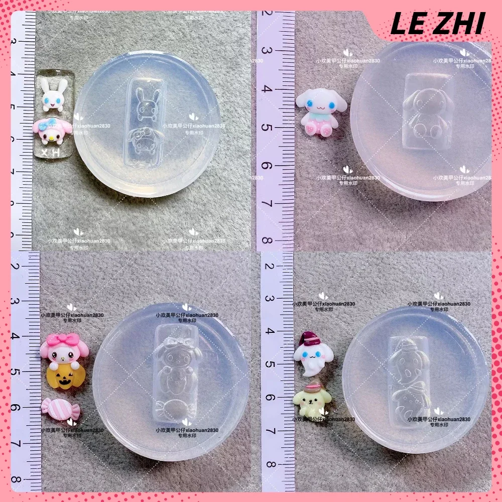 Kawaii Cartoon Silica Gel Nail Mold Hello Kitty Cinnamoroll Mymelody Kuromi Maiden Heart 3D Stereo Carve Designs Resin Mold