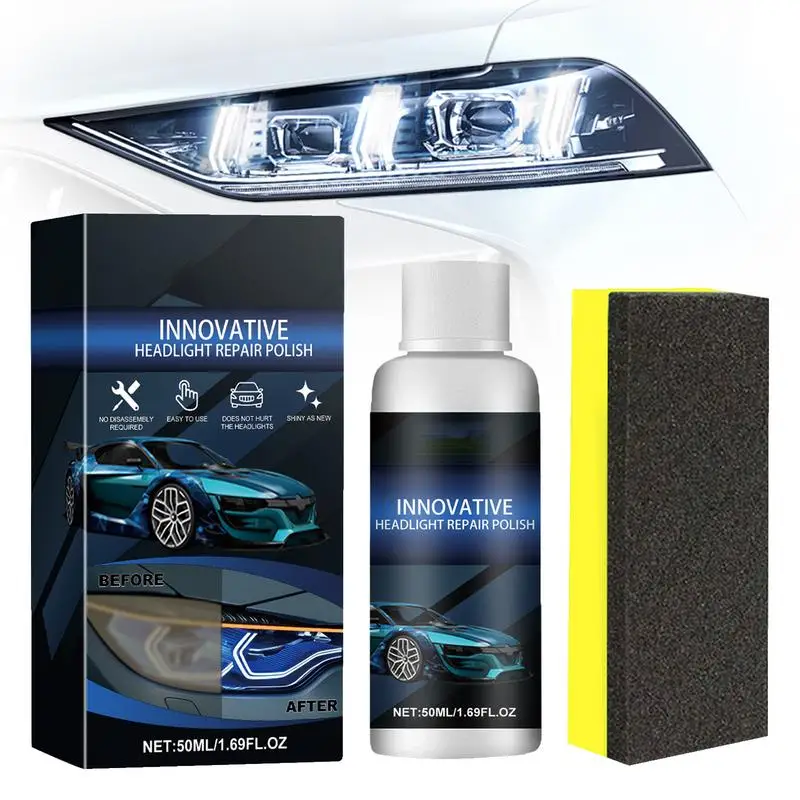 

Headlight Restoration Kit Headlight Polishing Repair Kit Lens Polisher With Sponge Renewal Set For Repair Headlight Yellowing Ha