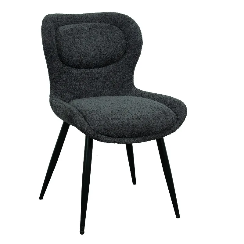 

￥#Modern China-Made Fabric Dining Chairs High Back Black Metal Legs Dark Gray Upholstered Ergonomic for Home Hotel Office Use