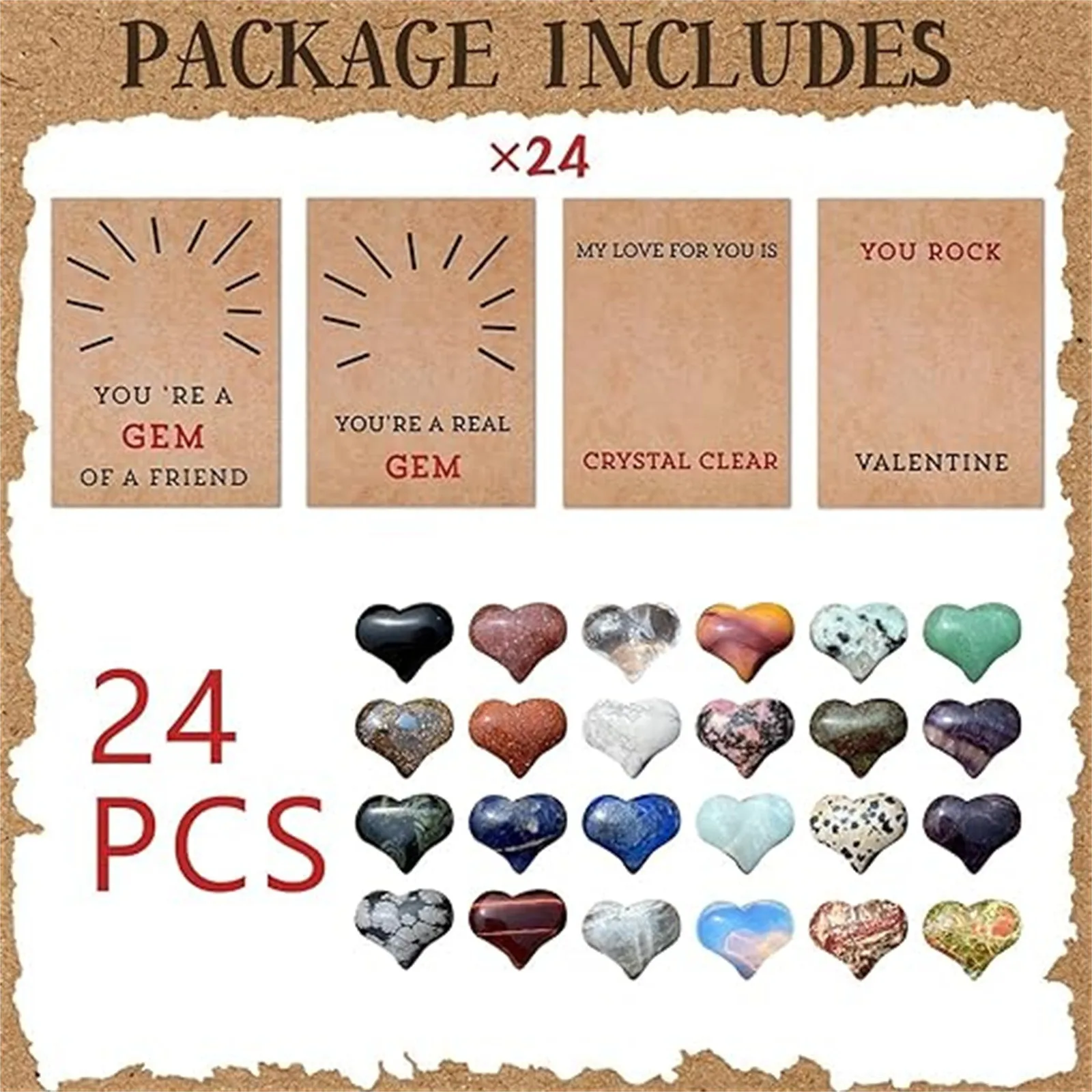 Valentines Day Gifts For Kids - 24 Pack Valentines Cards With Heart-Shape Plastic Heart-shaped Material Valentine