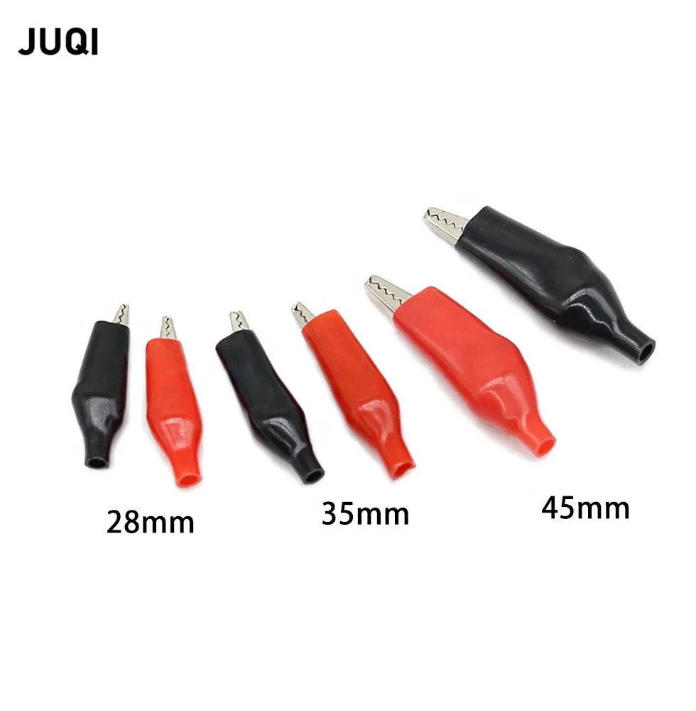 

10pcs/lot Insulated Crocodile Clips Plastic Handle Cable Lead Testing Metal Alligator Clips Clamps 28mm 35mm 45mmLength