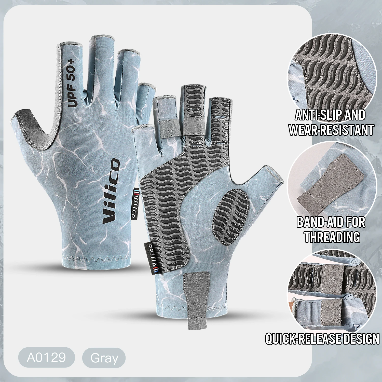 Gants de pêche de cyclisme en plein air, appâts antiadhésifs demi-doigt, gants de gymnastique résistants à l'usure et antidérapants