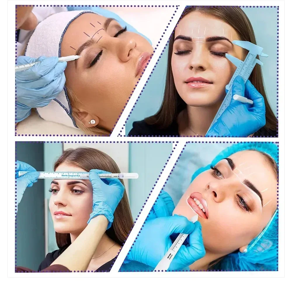 Confezione sterilizzata monouso con pennarello per pelle da 10 pezzi con righello chirurgia medica trucco permanente tatuaggio corpo piercing Scribe