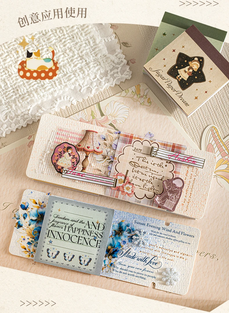 Journal GO 30 Seiten Collage-Stickerbuch Sugar Wrap Dream Vintage Girl House Label Landschaftsmaterial Kreatives Journal-Schreibwarenset – Detail 11