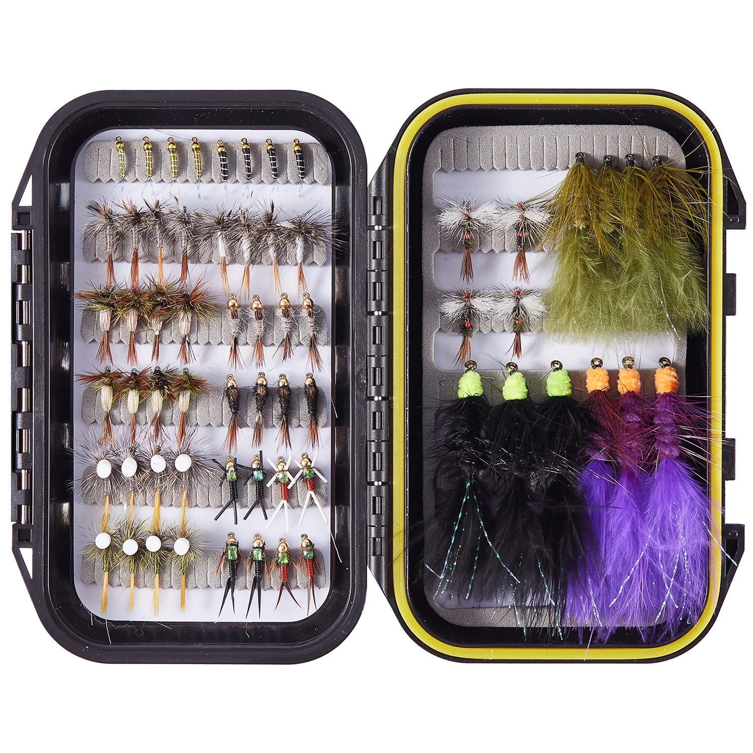 

Bassdash Fly Fishing Flies Barbed or Barbless Hooks With Waterproof Box Dry Wet Flies for Trout Salmon Waterproof 32/60/62pcs