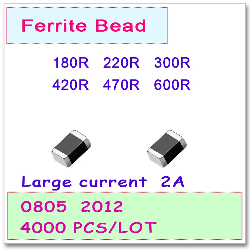 JASNPROSMA 0805/2012 100MHZ 4000PCS 2A Large current SMD Ferrite Bead 180R 220R 300R 420R 470R 600R 25% SMD OHM FB High quality