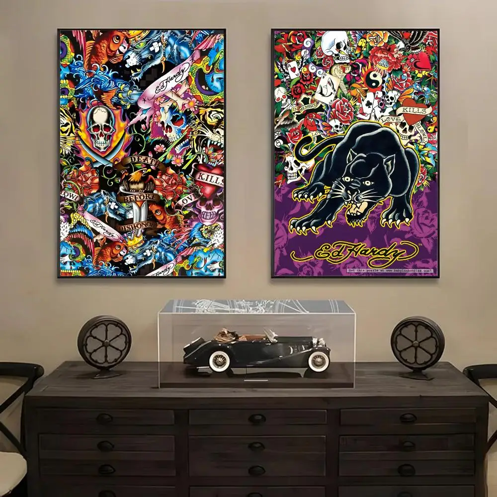 Art E-Ed H-Hardy Poster Removable Wall Sticker Mural for Living Room – Art Poster Home Decoration Decal
