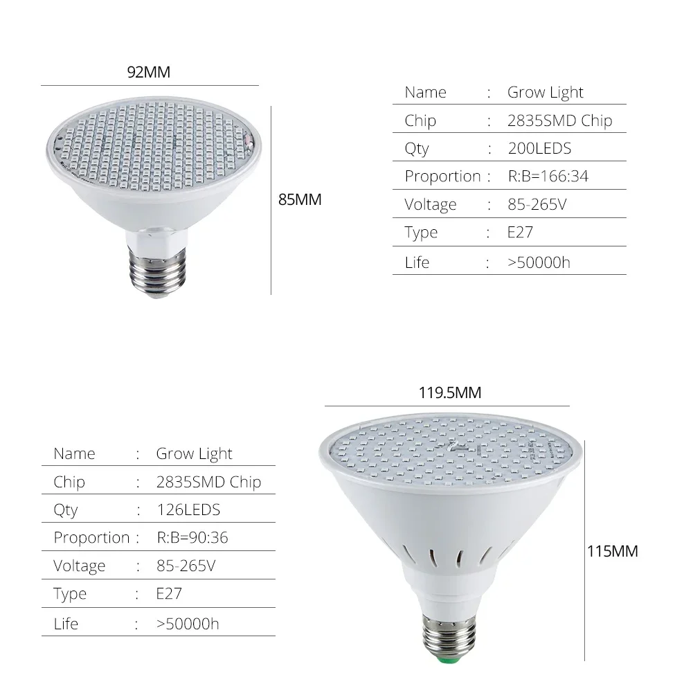 مصباح نمو مائي للنباتات ، لمبة ليد ، طيف كامل ، فيتولامب لبذور الزهور ، فيتولامب ، E27 ، الصمام ، 12 ليد