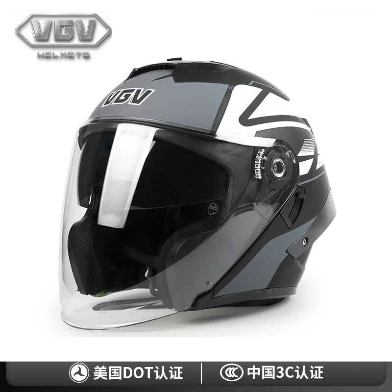 

VGV Motorcycle Helmet Helmets Motorcycle Rider Half Helmet Four Season Double Lens Half Cover 3C GB ECE DOT Authentication