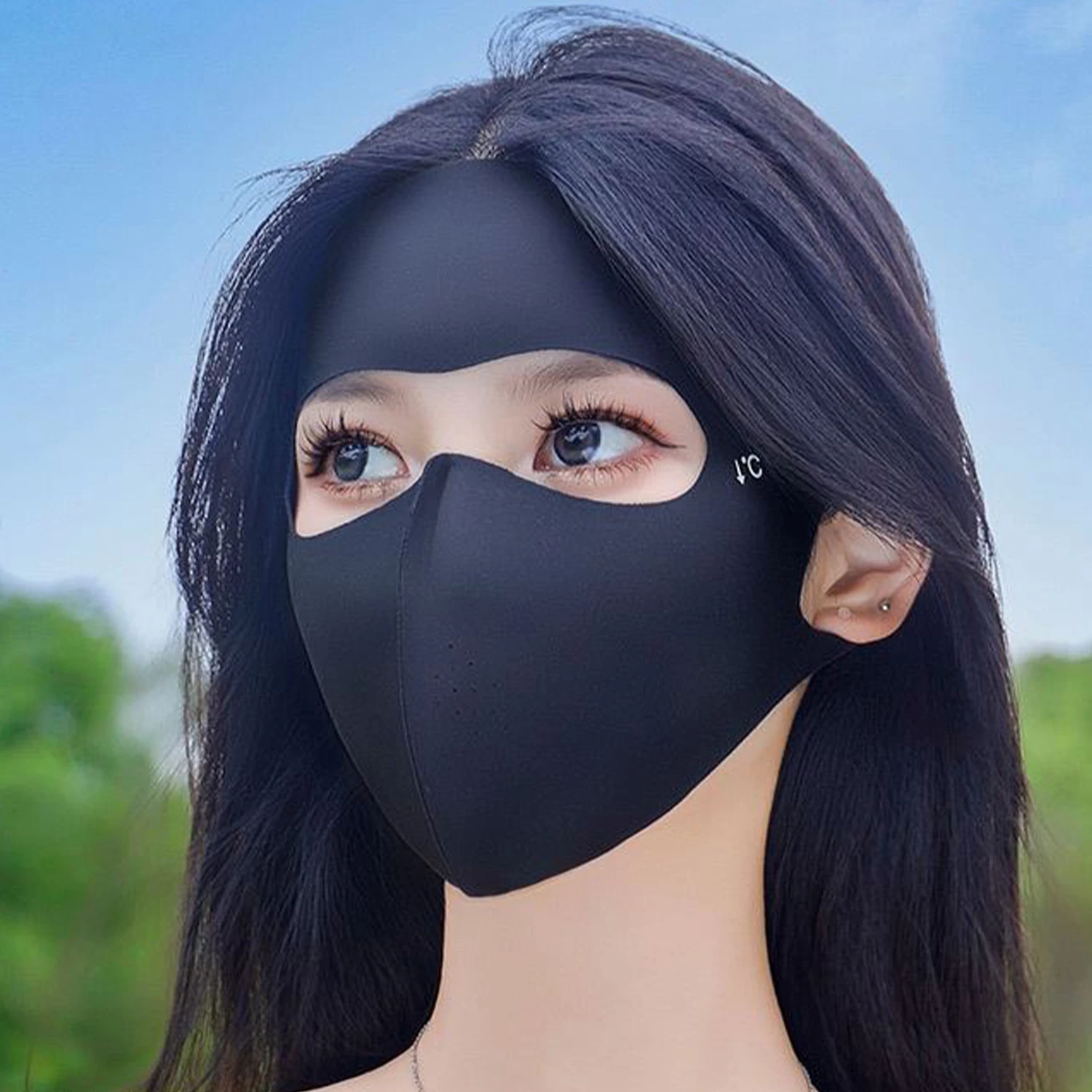 Full-Face Anti-UV gezichtsmasker Herbruikbare zonbescherming Zonnebrandcrème Wasbaar Zacht Ademend Ijs Zijde Zomer Outdoor Maskeraccessoires