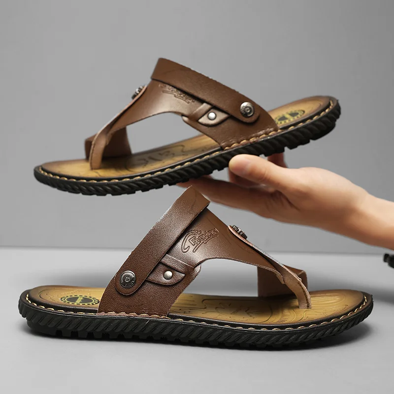

2025 New Summer Men's Plus-size Sandals Trend Men's Flip-flop Beach Shoes Men's Two Wear Sandals