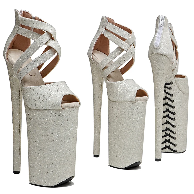 

Leecabe 26CM/10inches Glitter Upper sexy exotic High Heel platform party sandals stripper heel Pole Dance shoes
