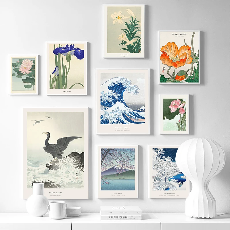 Hokusai Ohara Koson Japanese Wave Abstract Canvas Painting Wave Wall Art Scandinavian Poster Living Room Home Decoration