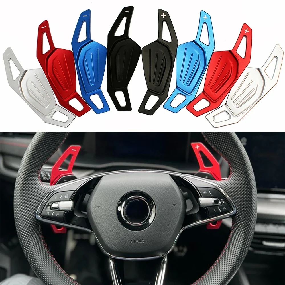 For Skoda 2020 Octavia A8 MK4 ENYAQ IV RS VRS 2021 Karoq Kodiaq Extend Shifters Sticker DSG Gear Car Steering Wheel Shift Paddle