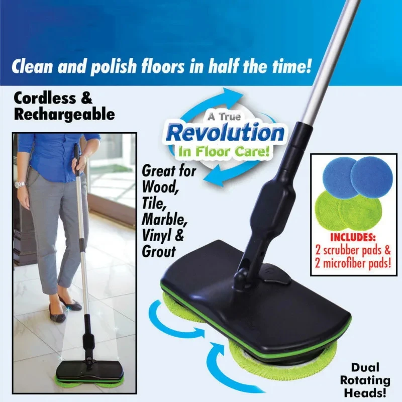 Mop for Wash Floor Spin Maid Rechargeable Cordless Powered Cleaner Scrubber Polisher Mop Floor Household Cleaning Tools