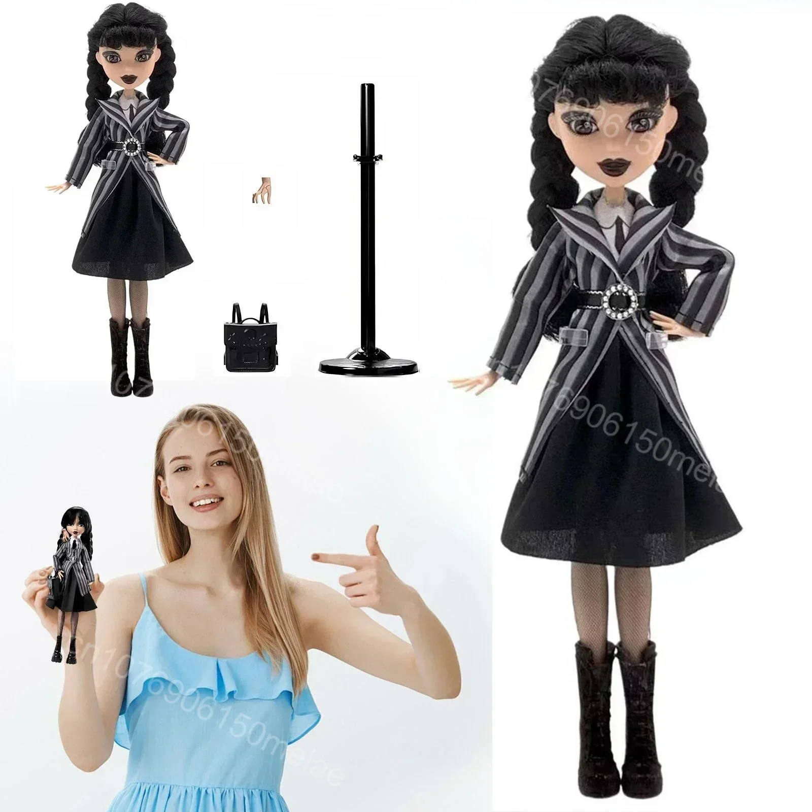 Quarta-feira addams figuras de ação dos desenhos animados novos brinquedos das crianças addams família boneca quarta-feira boneca decoração do quarto com suporte boneca