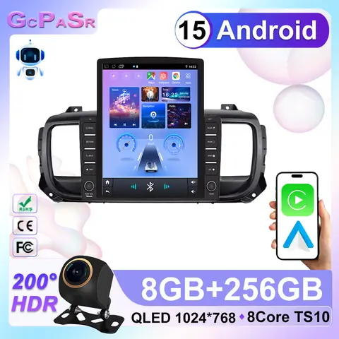 Radio de coche Android 15 de 9,7 pulgadas para Citroen Jumpy 3 2016-2021 Peugeot Expert 3 2016-2021 reproductor Multimedia 2din estéreo Carplay Auto
