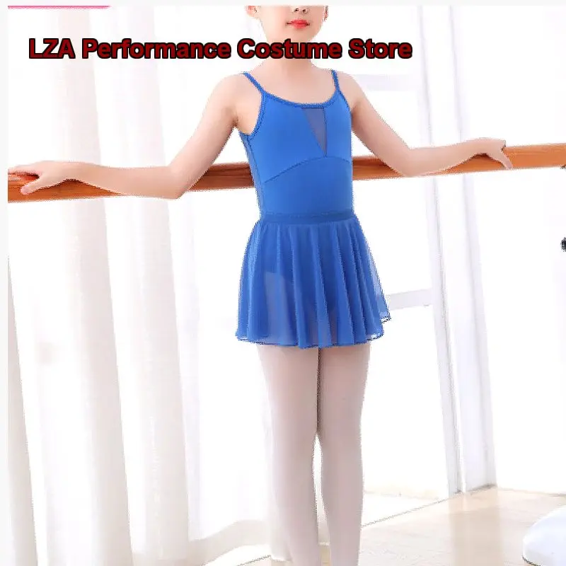 Children's Girls Practice Elastic Chiffon Gauze Jumping Skirt Mesh One-Piece Half Skirt Kids