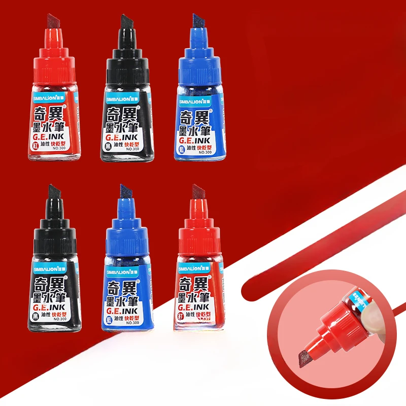 Mavi/kırmızı/siyah garip mürekkep kalem 5.0mm eğik kafa iş ofis boyama Graffiti yağ bazlı boya İşaretleyiciler kalem mürekkep ekleyebilirsiniz