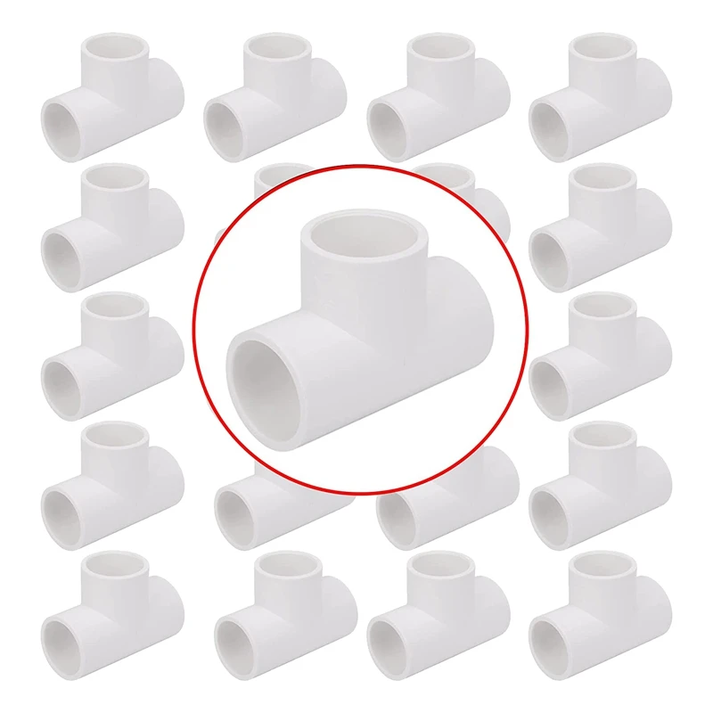 

20 Pack 3/4In Tee 3 Way PVC Pipe Fittings Connector, Furniture Grade Elbow Fitting For DIY Garden Shelf Replacement Accessories