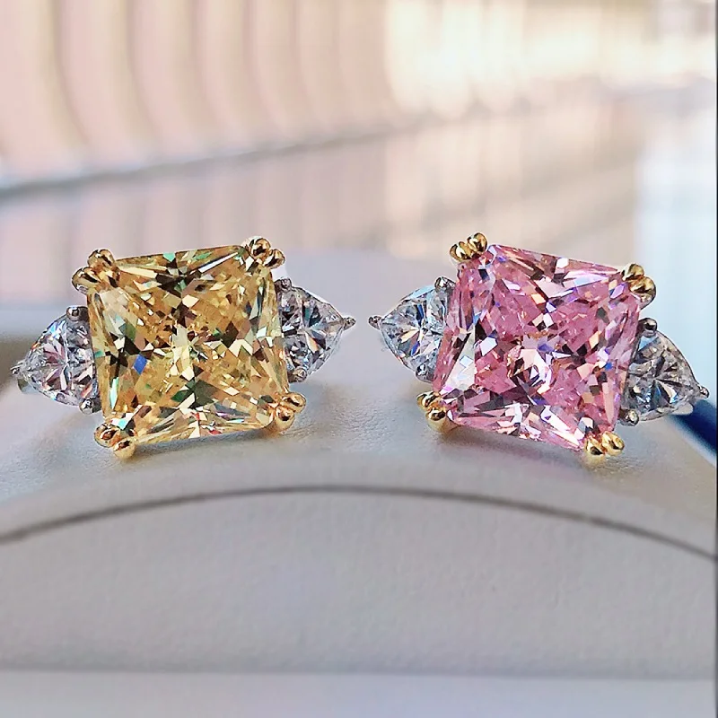 

18K Women's Gold Ring Yellow/Pink Mosan Diamond Gold Ring Wedding Engagement Party Anniversary Valentine's Gift Fashion Ring
