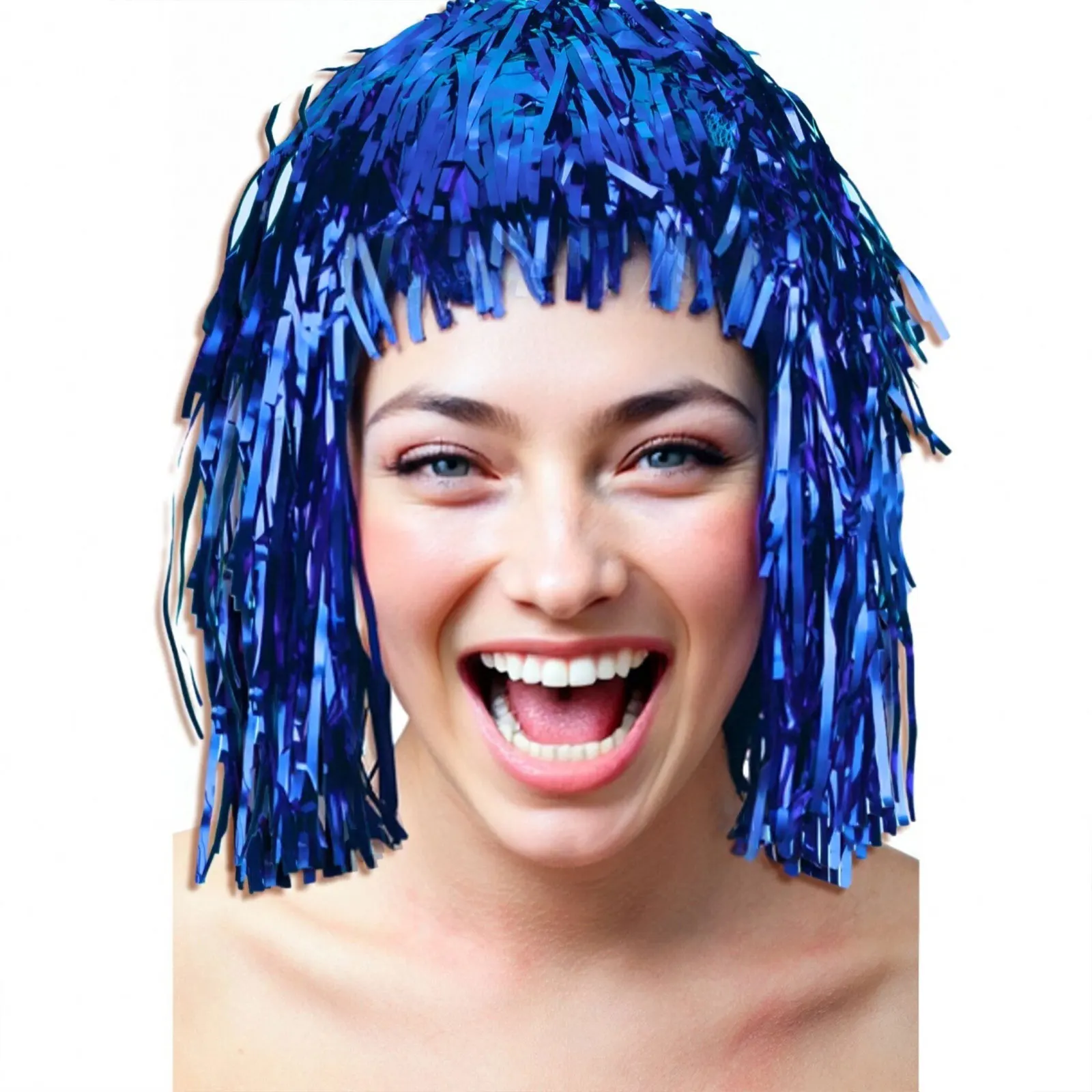 6 قطع بهرج الباروكات فستان بتصميم حالم لامعة شعر مستعار للحفلات الكبار لمعان معدني تأثيري لوازم لحفلات أداء المرحلة