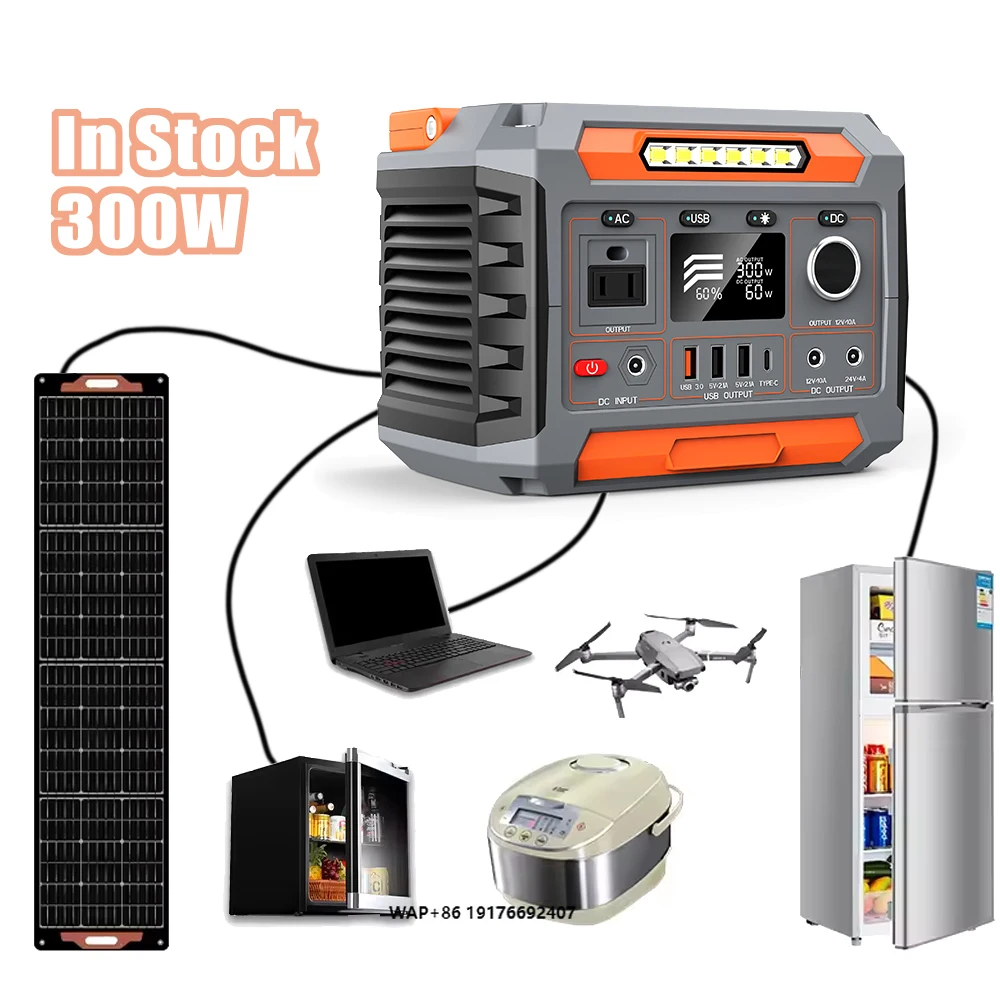 Premium Solar Panel Lithium Ion Battery Generator 3000W/1000W Large Capacity AC/DC Emergency Power Station