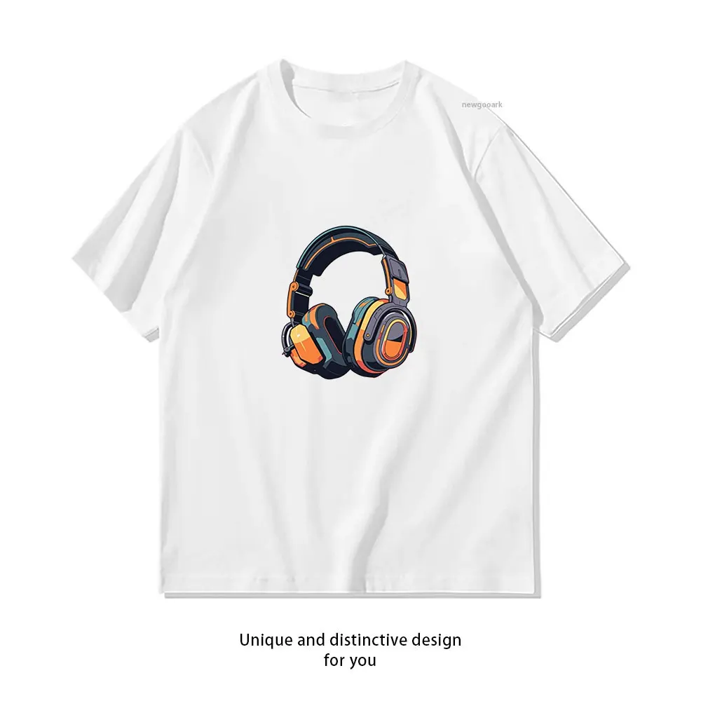 Glowing Orbit Headphones T-Shirt Casual cotton graphic t shirts Creative streetwear Classic O-neck shirt