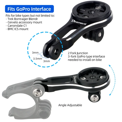 Imagen 2 del producto Soporte de manillar de bicicleta compatible con Trek Bontrager Blendr BMC ICS Cervelo Gopro soporte de aleación de aluminio para Garmin Wahoo Bryton IGPSPORT