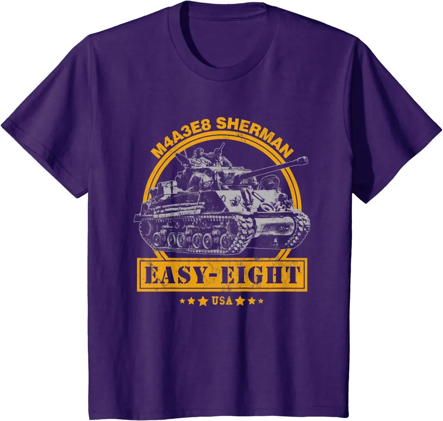 US Army Easy Eight M4A3E8 Sherman Tank T-Shirt 100% Cotton O-Neck Summer Short Sleeve Casual Mens T-shirt Size S-3XL