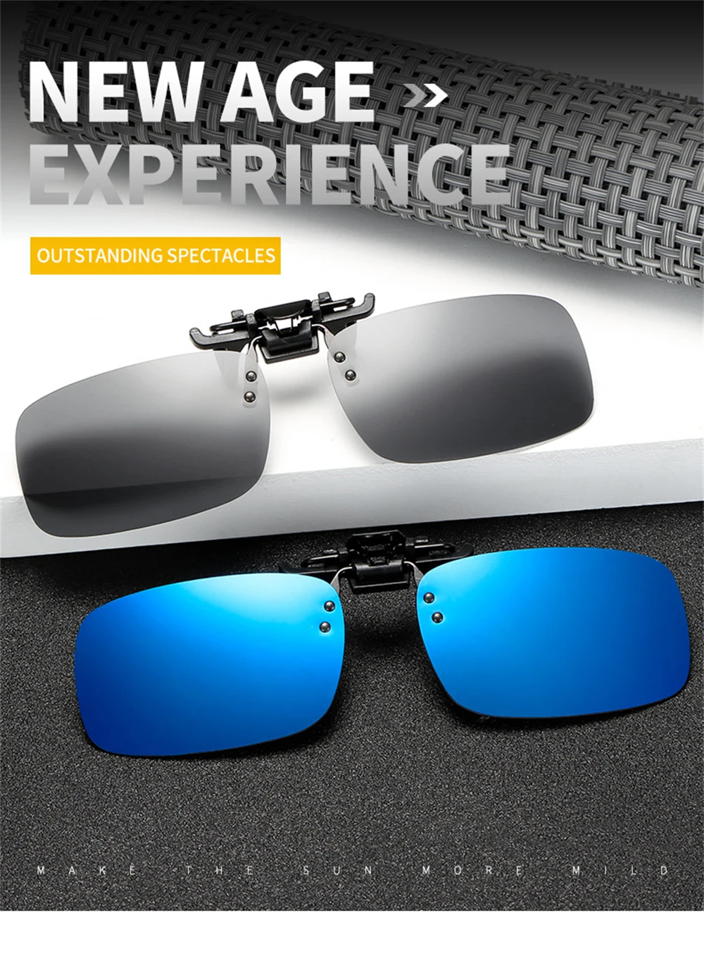 VIVIBEE Klassische Flip Up Clip auf Sonnenbrille Angeln Männer Quadratische Polarisierte Linse Nachtsicht Fahren UV400 Frauen Gläser – Detail 1
