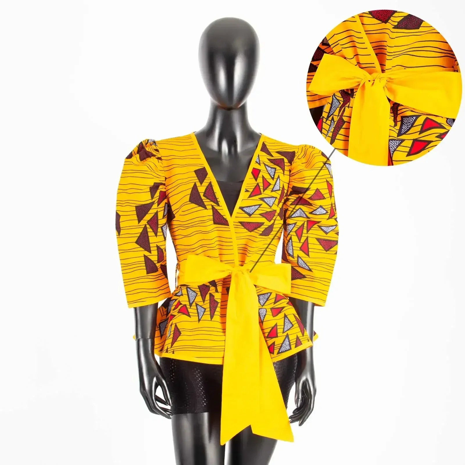 Women`s Shirt African Clothes Print Blouse Crop Tops Ankara Attire Sexy Party Wear Plus Size Casual Summer Outfits A2222001