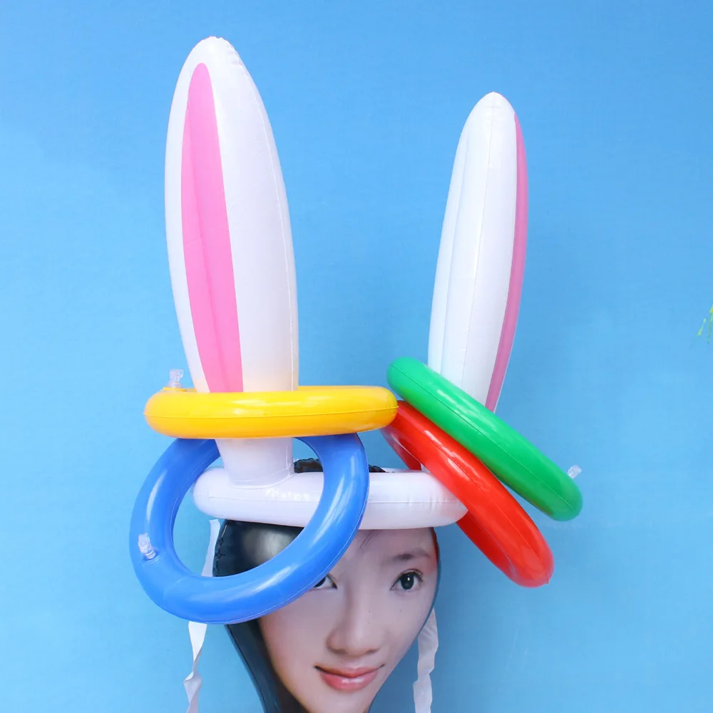 Easter Party Outdoor Toss Game Inflatable Bunny Ring Toss Game Easter Rabbit Ears Ring Toss Party Games Inflatable Toys Gift