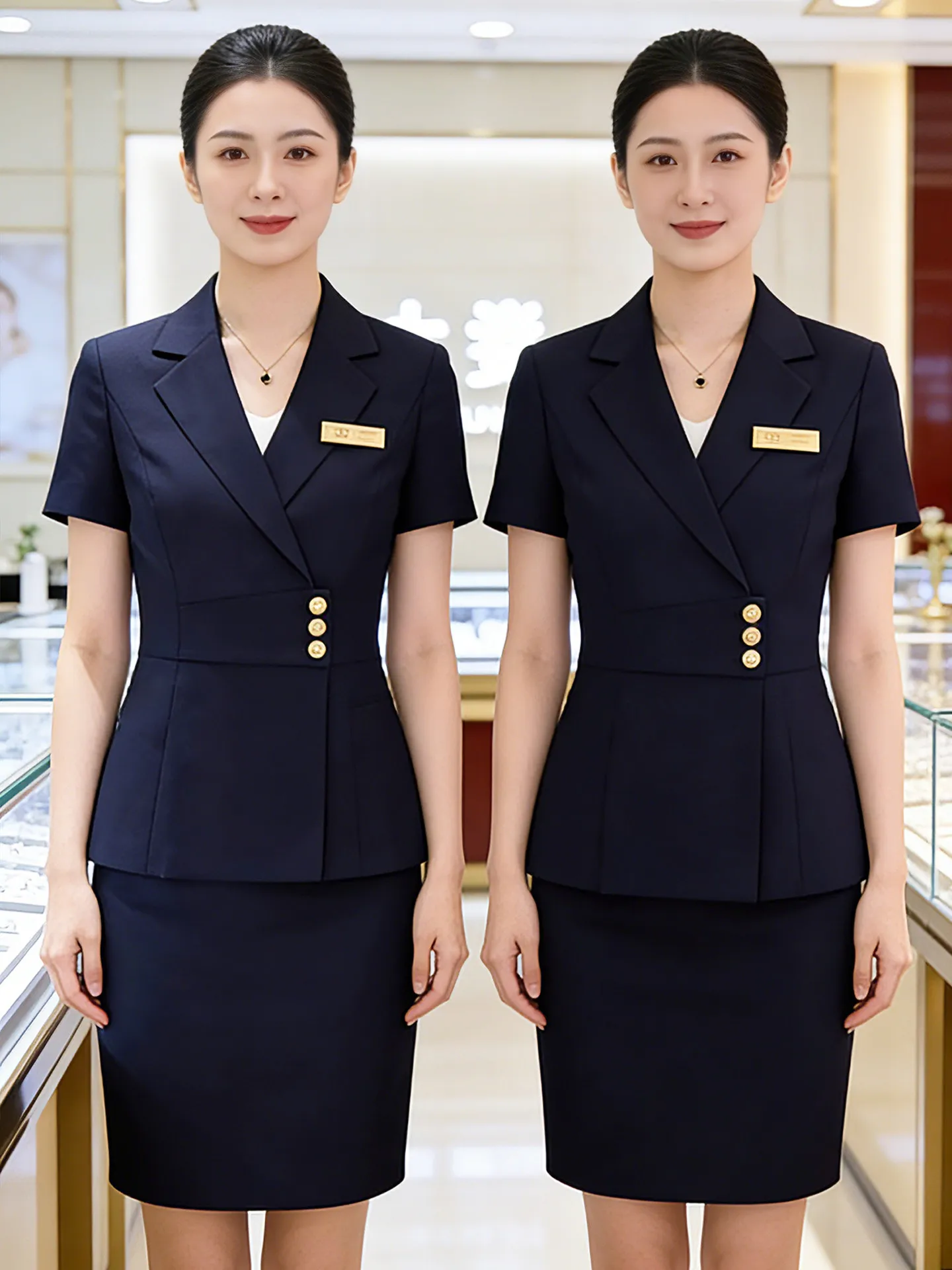 Light Blue Suit Set Women's Summer Thin Short Sleeve Professional Jewelry Store Hotel Front Desk Work Uniform Commute Style S...