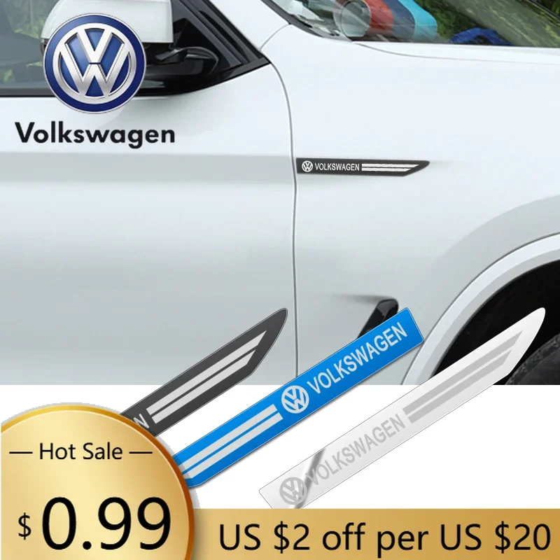 

For VOLKSWAGEN VW 2PCS Stainless Steel Side Wing Badge Emblem Fender for Volkswagen GOLF 5 Tiguan Polo Golf 6 Golf 7 Jetta Acces