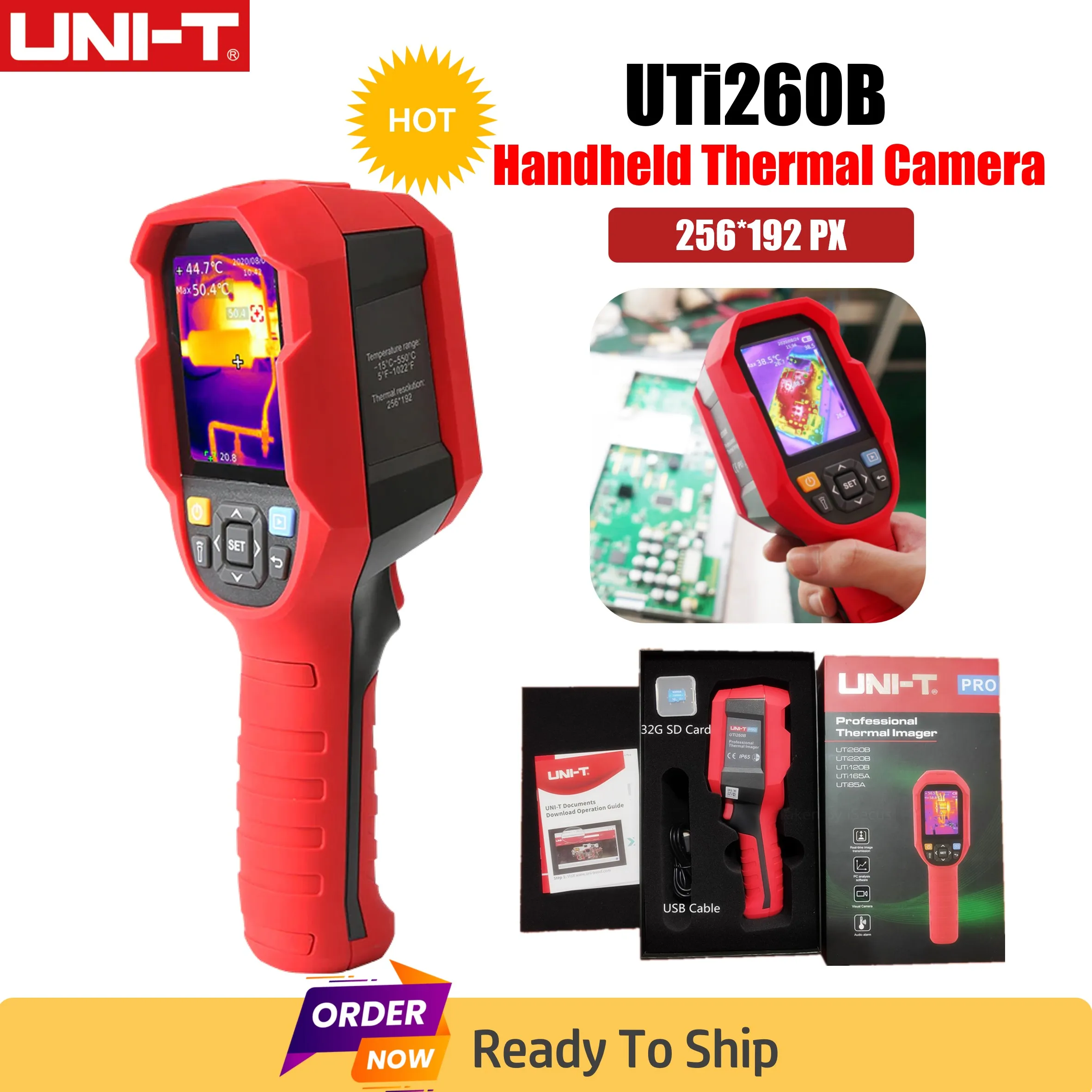 UNI-T termocamera portatile termocamera UTi260B 256*192 HD risoluzione a infrarossi miglior dispositivo di osservazione termica riparazione PCB