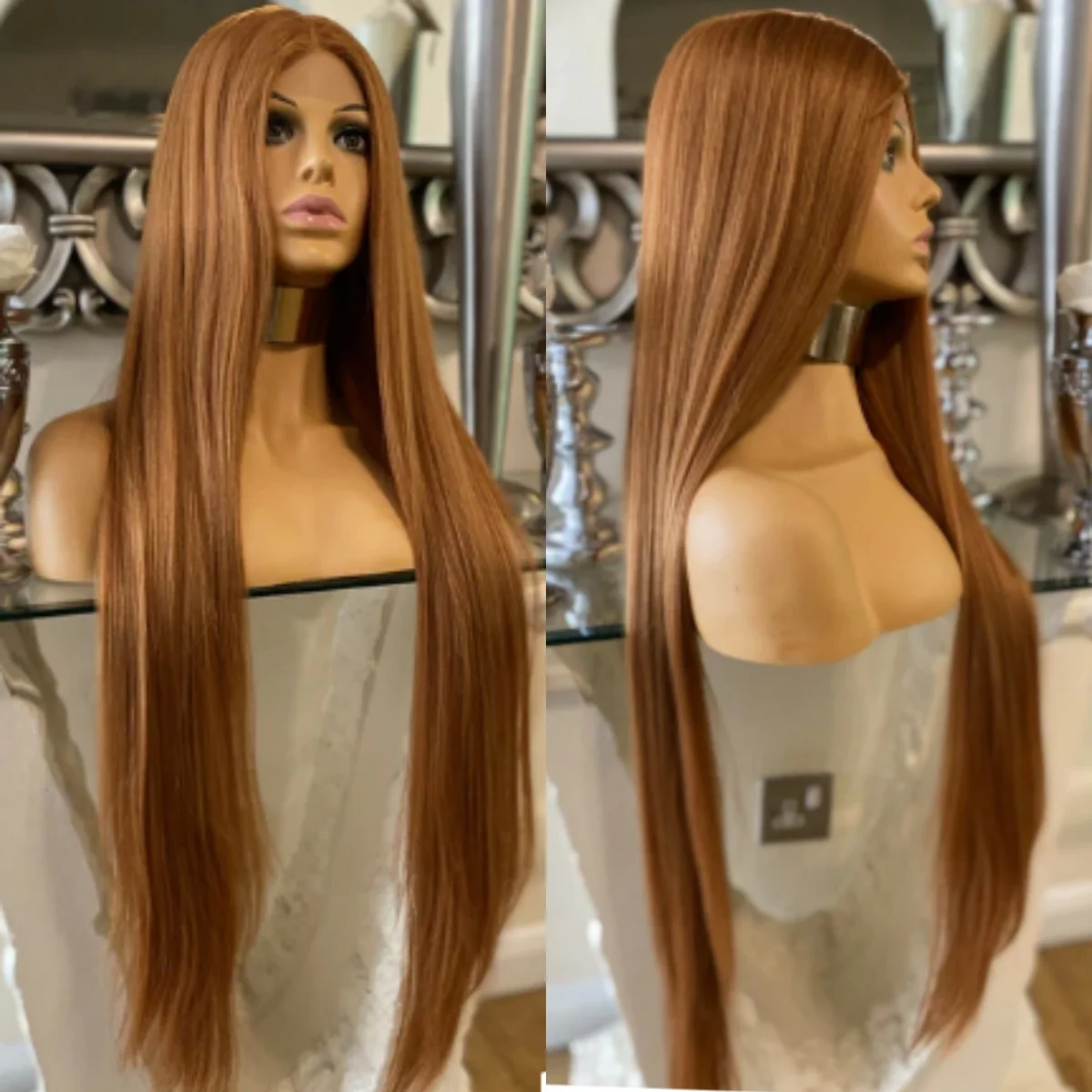 

Светло-коричневый парик 13x4 HD с прямым кружевным фронтом, термостойкий, безклеевой, синтетический и комбинированный кружевной парик, безклеевой, по акции