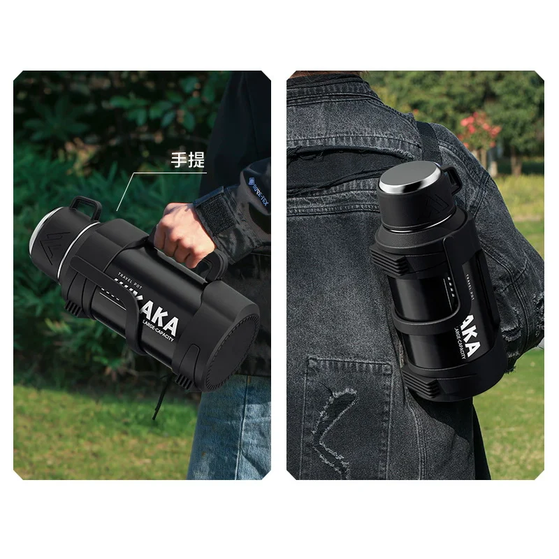 زجاجة مياه معزولة من الفولاذ المقاوم للصدأ 316 مع مقبض، زجاجة ترمس محمولة خارجية، سعة كبيرة، تحافظ على الساخنة والباردة، 72 ساعة #6