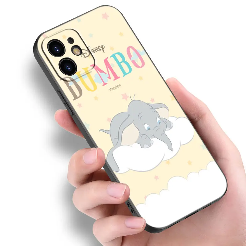 Dumbo Elephant Black Phone Case For Apple iPhone 15 14 13 12 Mini 11 Pro MAX XR X XS 7 8 Plus SE 2020 2022 Cover