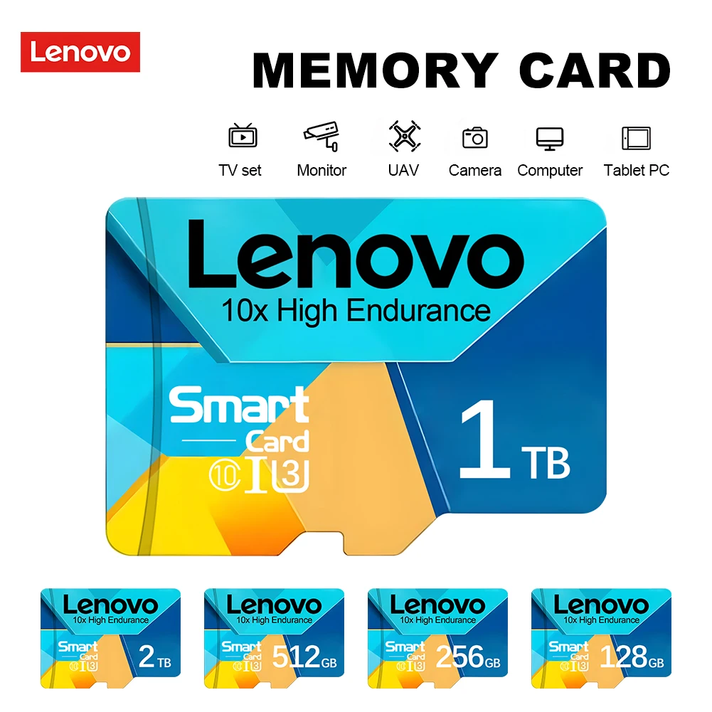 Scheda di memoria SD Lenovo 2TB classe 10 scheda Mamery Flash SD/TF 100% scheda SD Micro TF originale da 1TB per Smartphone e Tablet PC