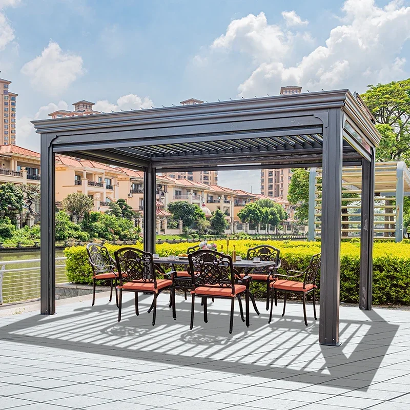 Aluminum alloy pavilion outdoor pavilion courtyard electric leisure garden new Chinese-style villa outdoor terrace