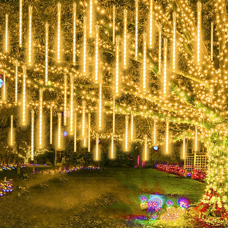 Luz de meteoro azul ao ar livre 8 tubos led chuva chuva chuva luz queda à prova dwaterproof água para jardim quintal varanda festa casamento