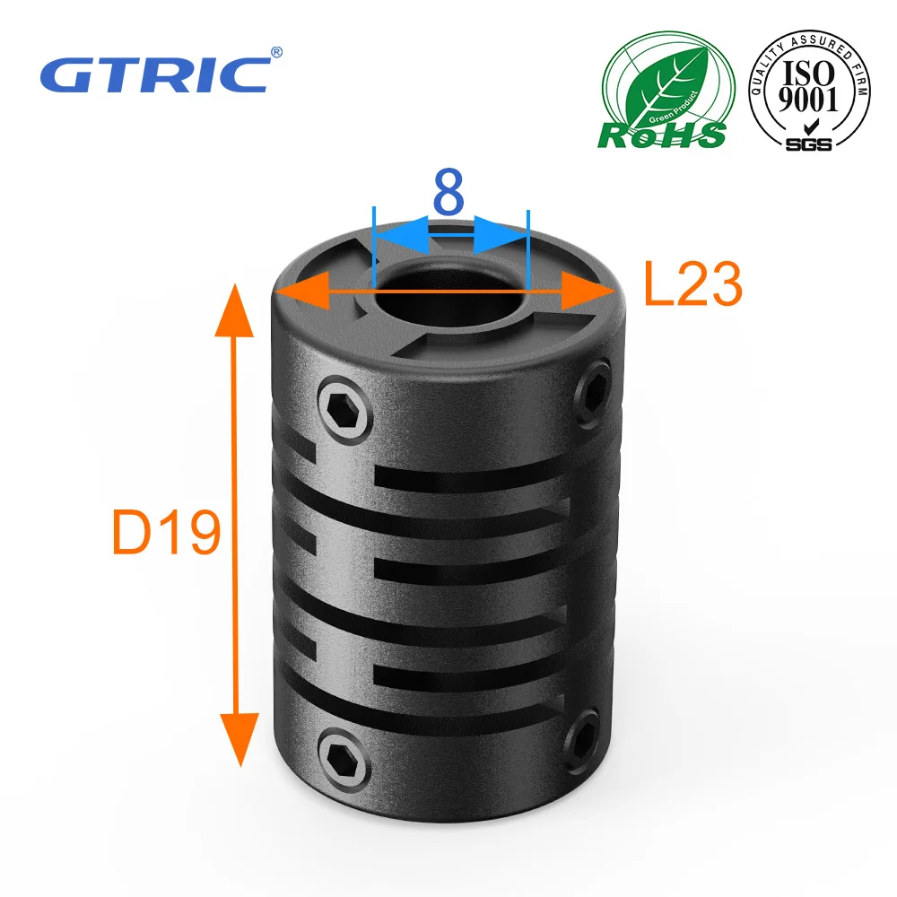 GTRIC D19L23 Kunststoffkupplung, Fingerhut-Typ, elastische Kunststoff-Nylon-Kupplung, Motor, Faserwellenkupplung, 3D-Drucker, Encoder-Koppler