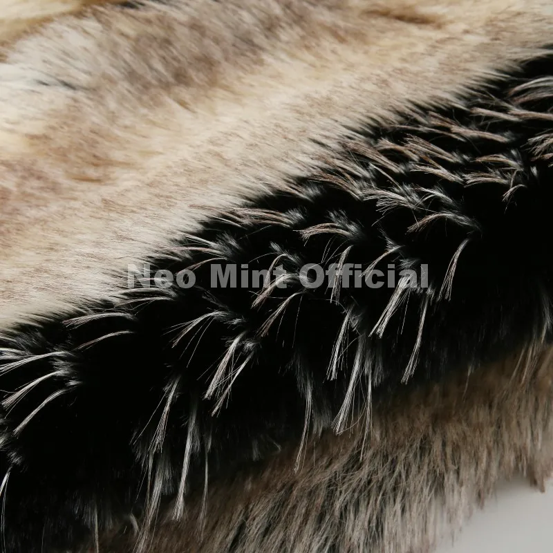 Neo Mint Luxury Brand Design Striped Patchwork Fur Jacket Women Winter Fluffy Faux Fox Fur Coats Chic Girls Thick Warm Outerwear